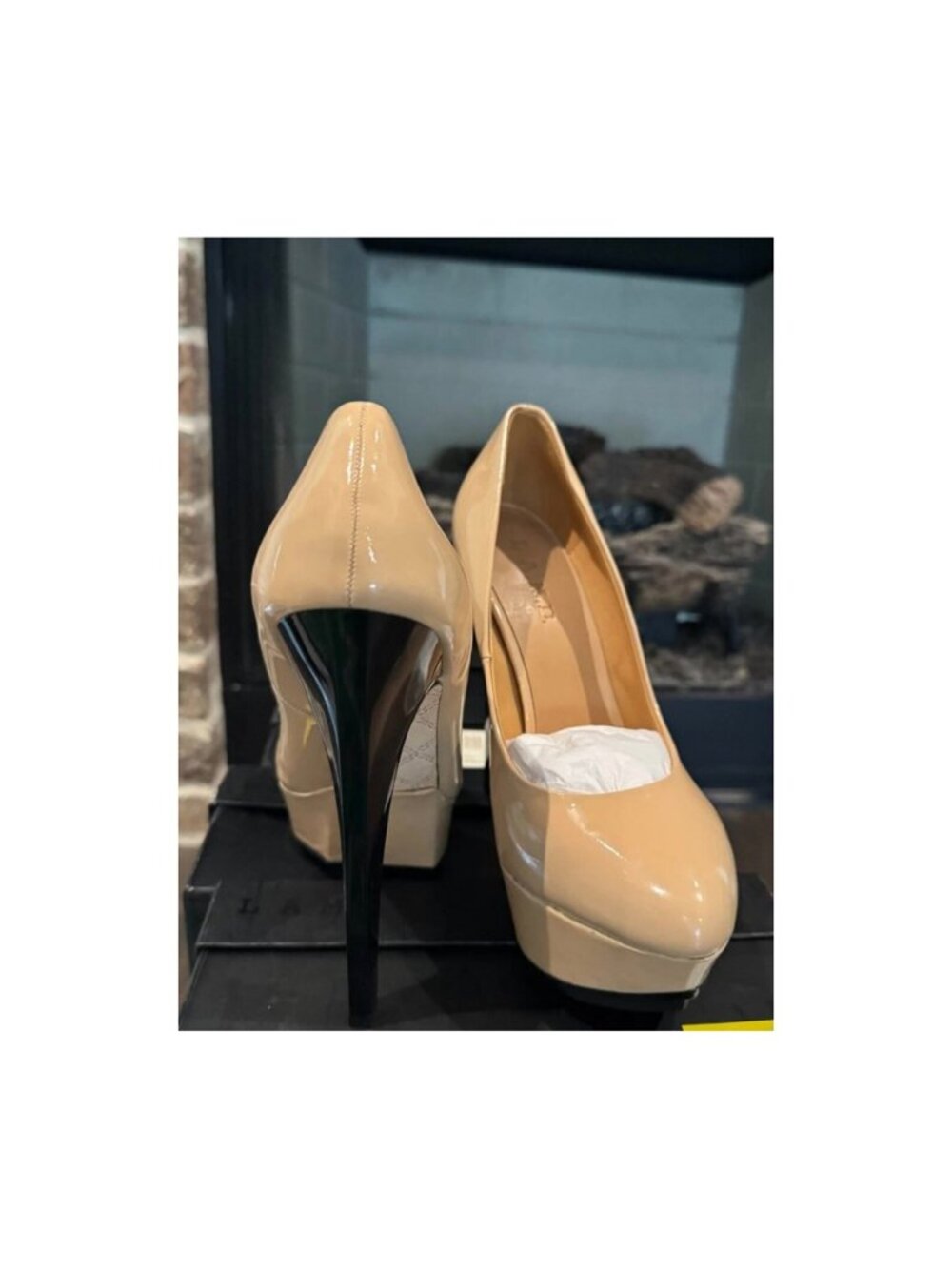 L.A.M.B Gwen Stefani Dolores Beige Patent Platform